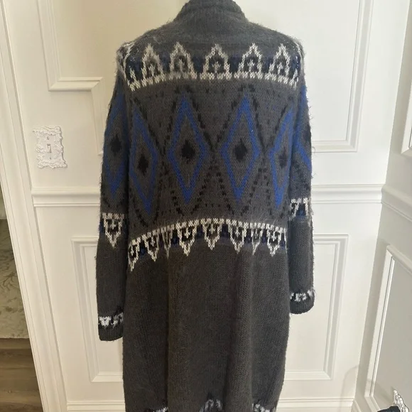 Free People Oversized Frosted Fair Isle Cardigan Jacket - Picture 3 of 10